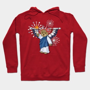 Patriotic Liberty Bear on Red Hoodie